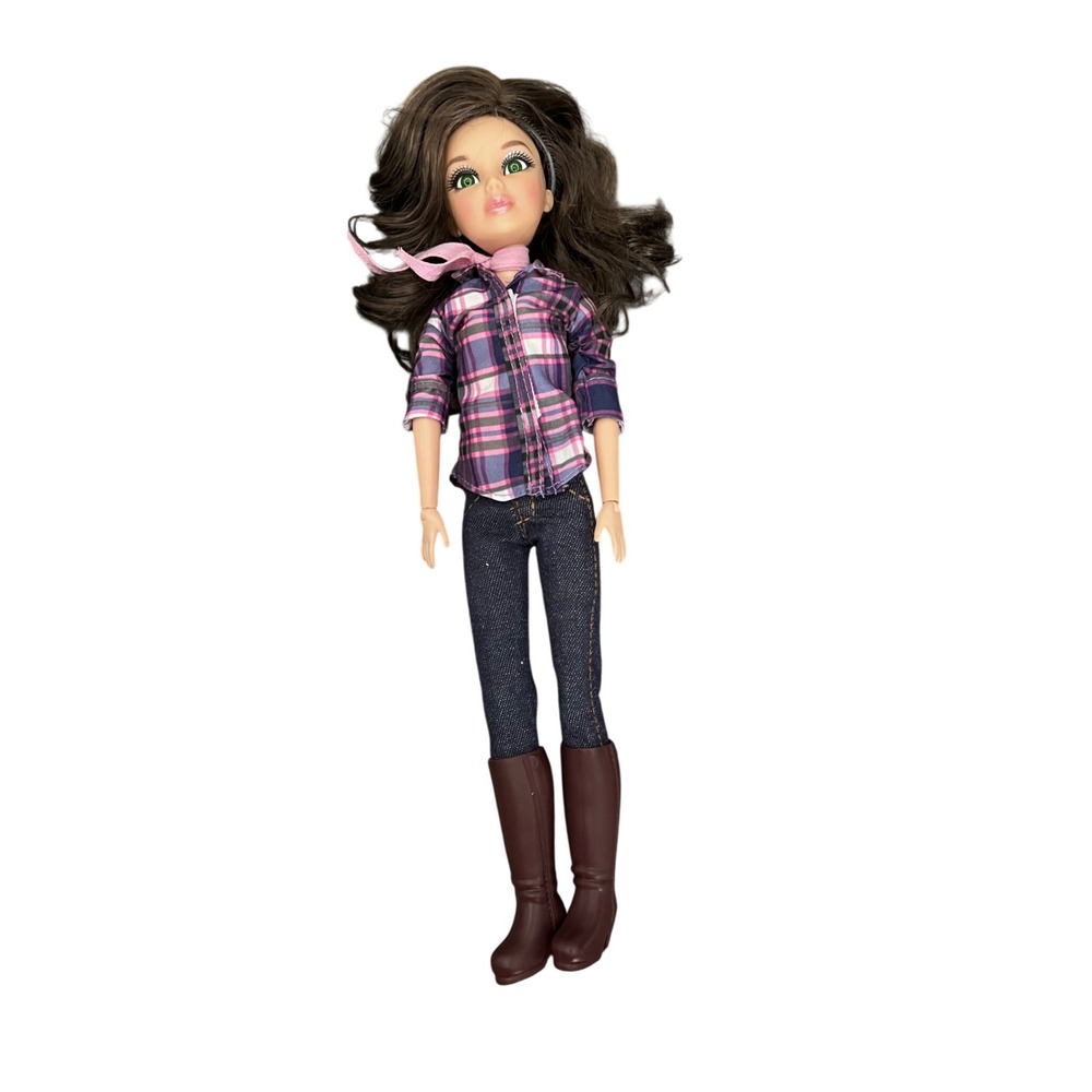 Moxie Girlz Liv Lexa Doll Brunette Green Eyes Plaid Shirt Denim‎ Jeans